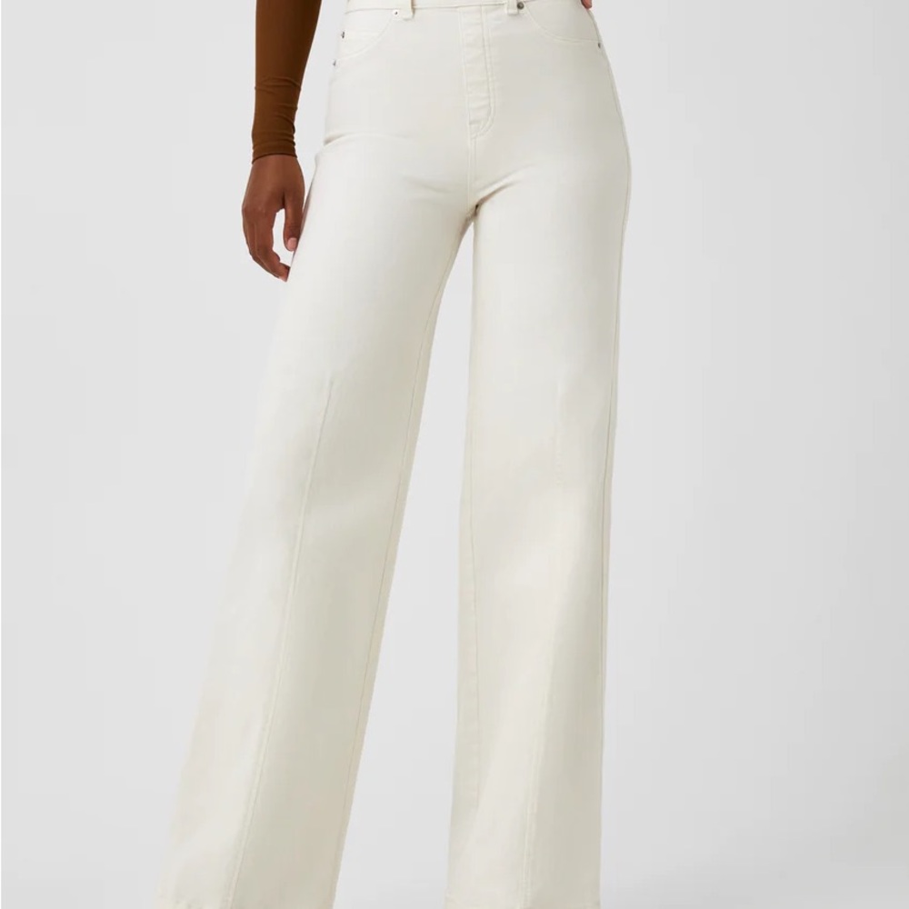 Spanx White Seamed Front Wide Leg Jeans Petite 1X - NWT